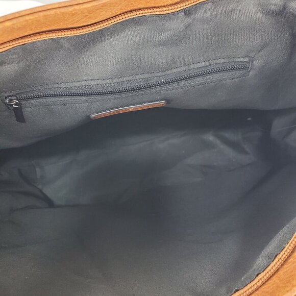 Sam & Hadley Women's Brown Tote Bag Leather Double Handle Zip Closure Pockets - Picture 13 of 13